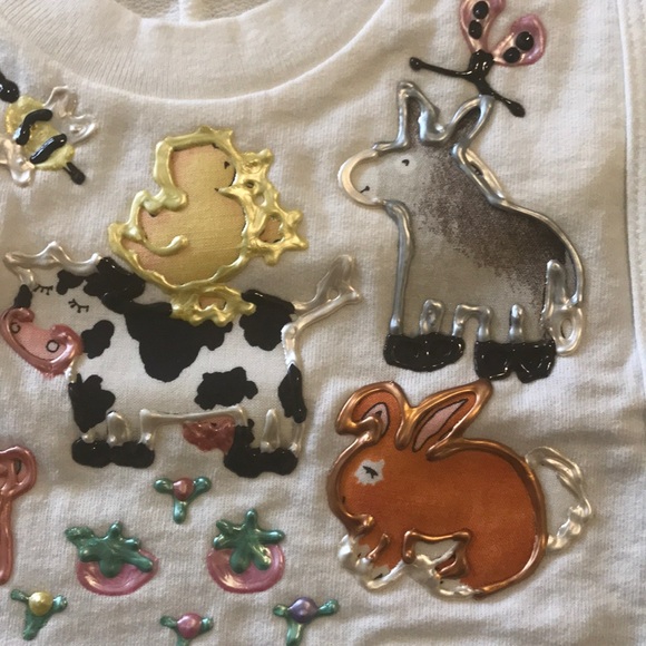 Handmade bib with farm animals. One size - Picture 5 of 7